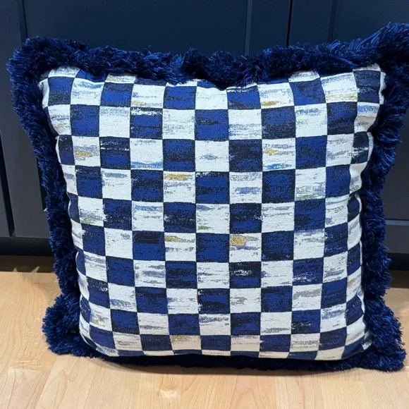 MacKenzie-Childs Indigo Villa Outdoor Throw Pillow - Picture 4 of 11